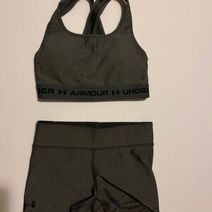 Under Armour Charcoal Activewear Bundle Sports Bra and Shorts